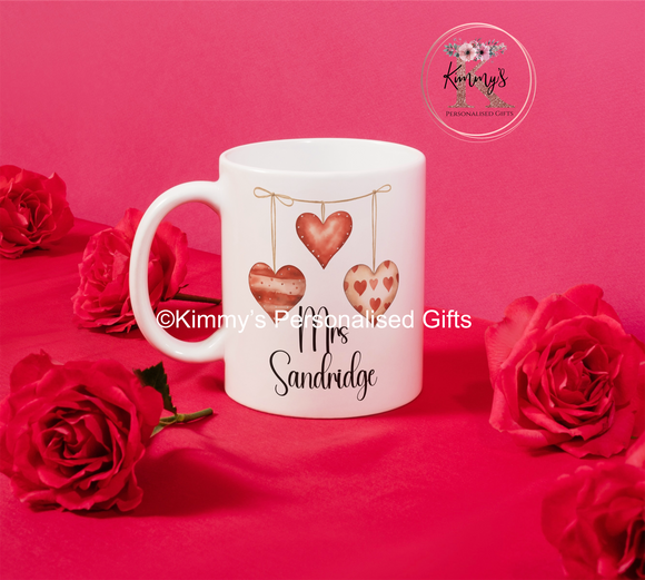 Personalised love heart mug