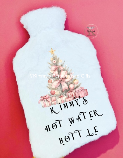 Pink Christmas Tree Hot Water Bottle