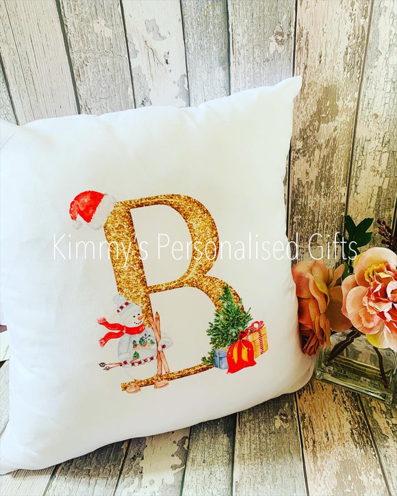 Gold Letter Christmas Cushion